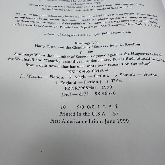 Vintage Harry Potter and The Chamber of Secrets JK Rowling 1st American Edition - Picture 5 of 12